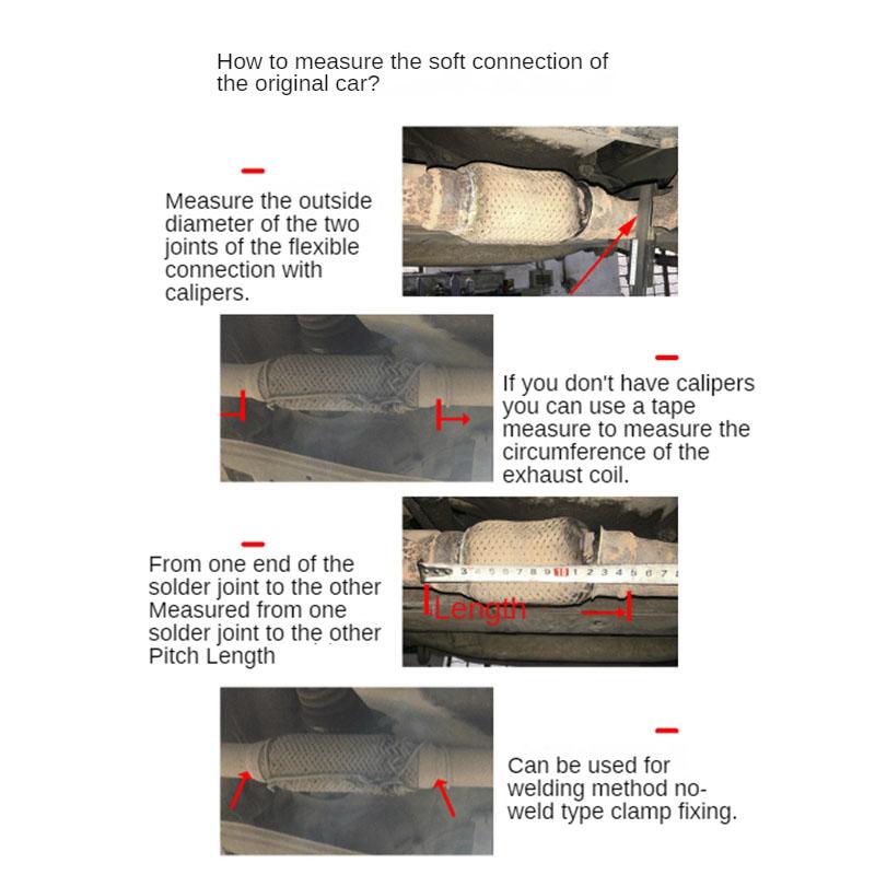 ID 57mm/45mm Car Exhaust Flexible Joint Tube Soft Connection of Automobile Exhaust Pipe with Welded Pipe Muffler Stainless Steel