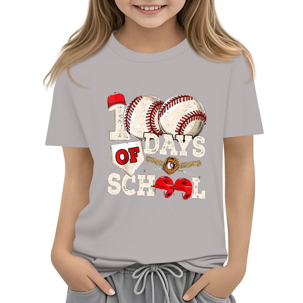 Детская модная повседневная футболка с коротким рукавом и круглым вырезом в честь 100-дневной годовщины школы