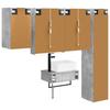 5 Piece Bathroom Furniture Set Concrete Grey Engineered Wood and Glass
