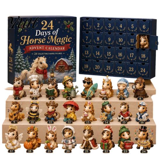 Daily Surprise Mini Game 24 Days Advent Calendar 2026, Highland Cow/Horse/Dog Figures Christmas Countdown Small Figurine Collection Calendar,