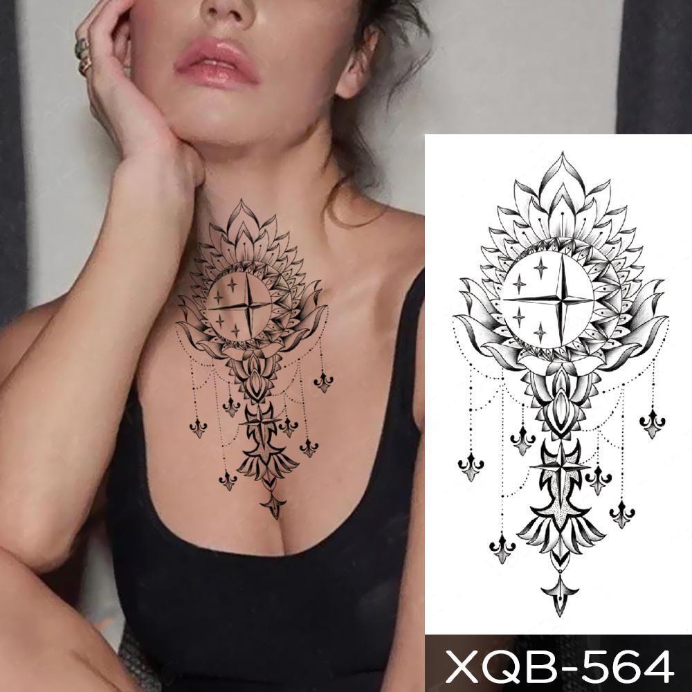NEW 1 PC 210*114MM Cherry Blossom Fake Temporary Tattoo For Women Girl Watercolor Rose Flower Tattoos Flora Branch Chest Back Tatoo Paper Stickers