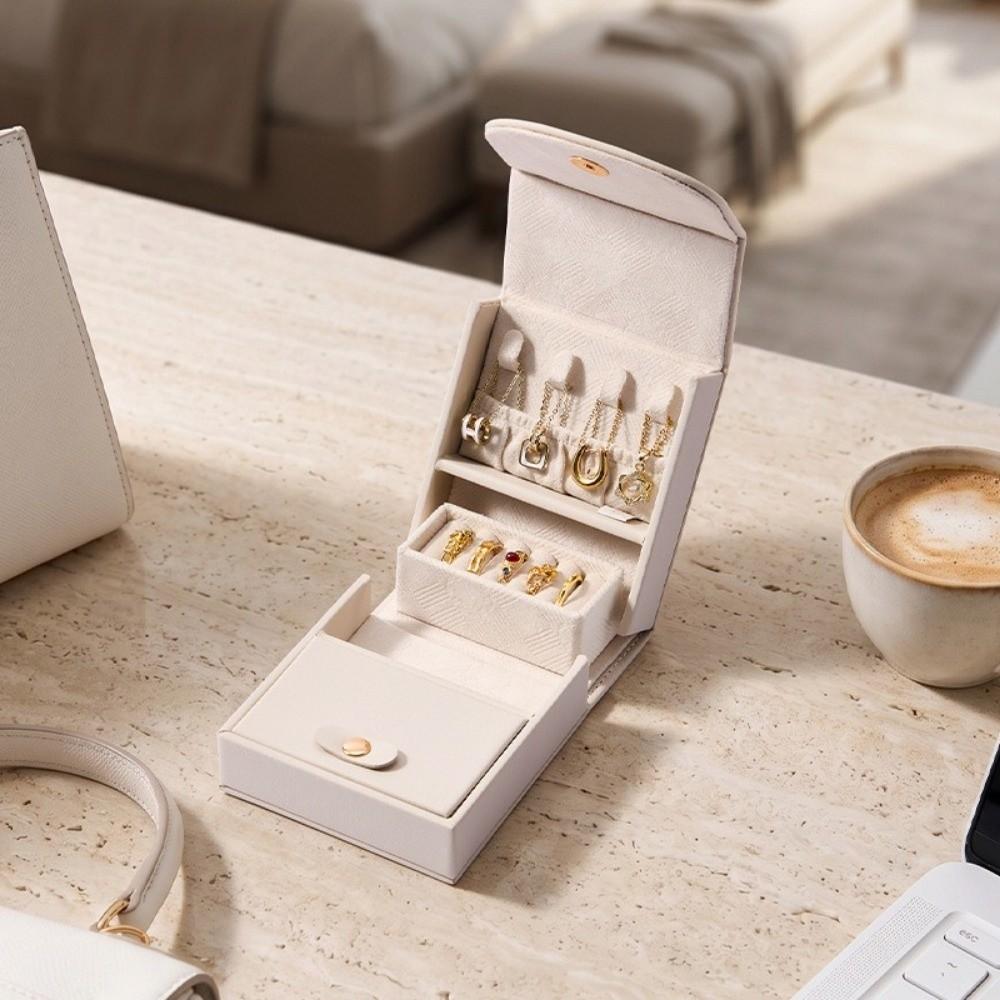 PU Jewelry Storage Box Large Capacity Necklace Organizer Light Luxury Jewelry Organizer Women