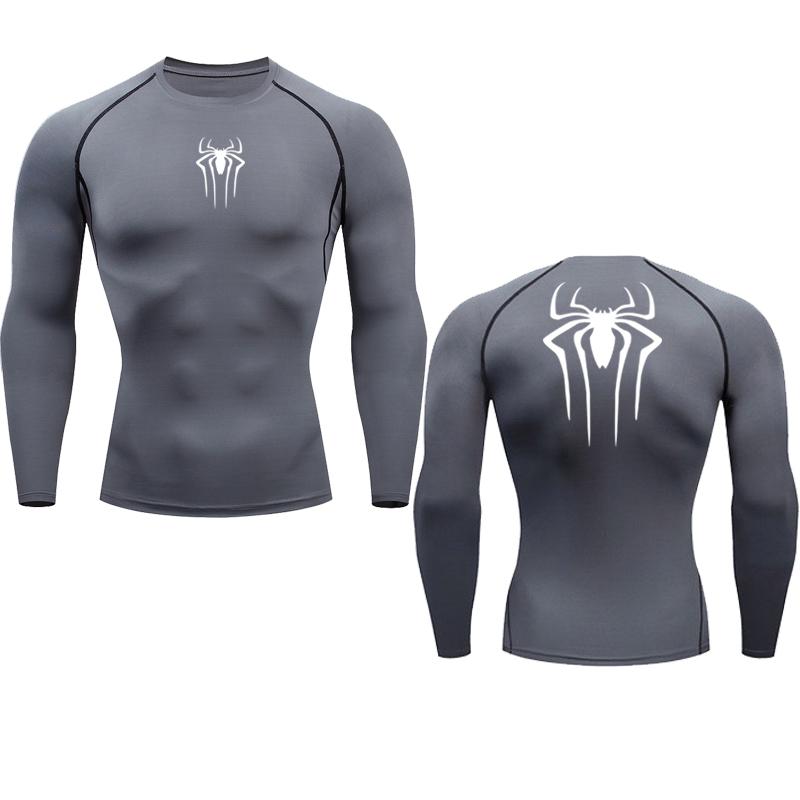 Printed Men's Athletic Compression Shirts Athletic Quick Dry Breathable Rash Guard Athletic Tight Workout Tops Summer Men