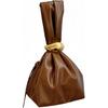 OYOANGLE Women's Mini Leather Bucket Bags Top Handle Purse Metallic Buckle Handbags Bag