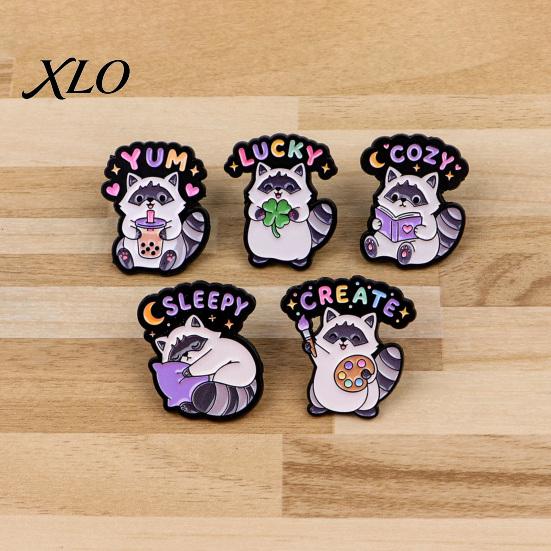 Zinc Alloy Badge Pin Cartoon Raccoon Brooch Pin, Animal Decorative Enamel Badge, Lapel for Jackets Backpacks Hats Scarves