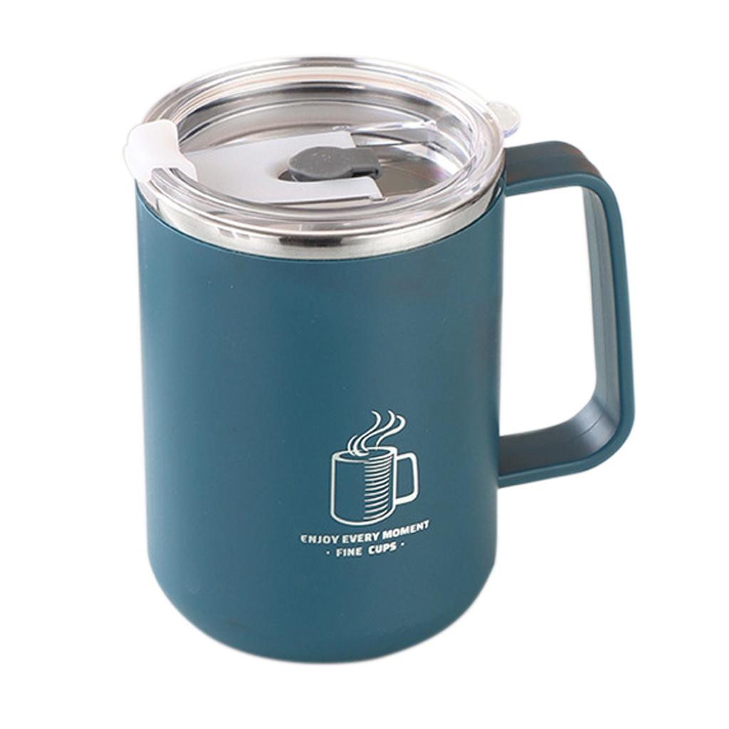 New 500ml/17oz 304 Stainless Steel Milk Coffee Mug Double-Wall Insulated Anti Scalding Water Cup With Lid&Handle Tumble