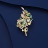 Popular Women's Luxurious Brooch, Flower Colored Zircon Micro Inlaid Dinner Dress Accessories Rose Flower Accessories Pins