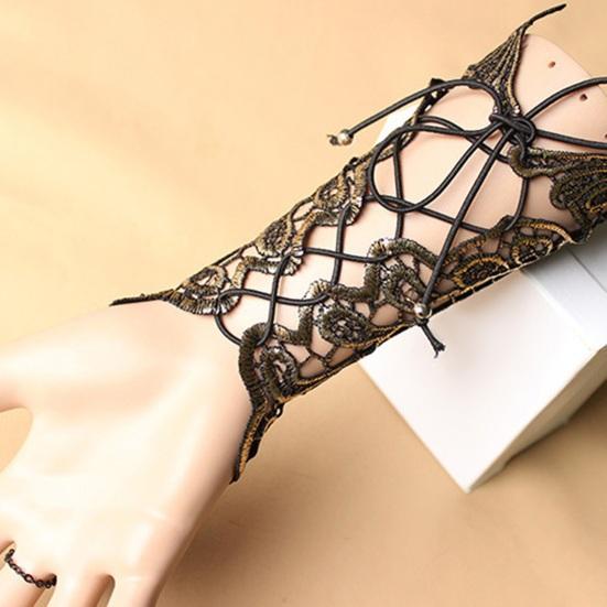 1 шт. женские перчатки для косплея с ажурным кружевным цветочным узором, регулируемые на шнуровке