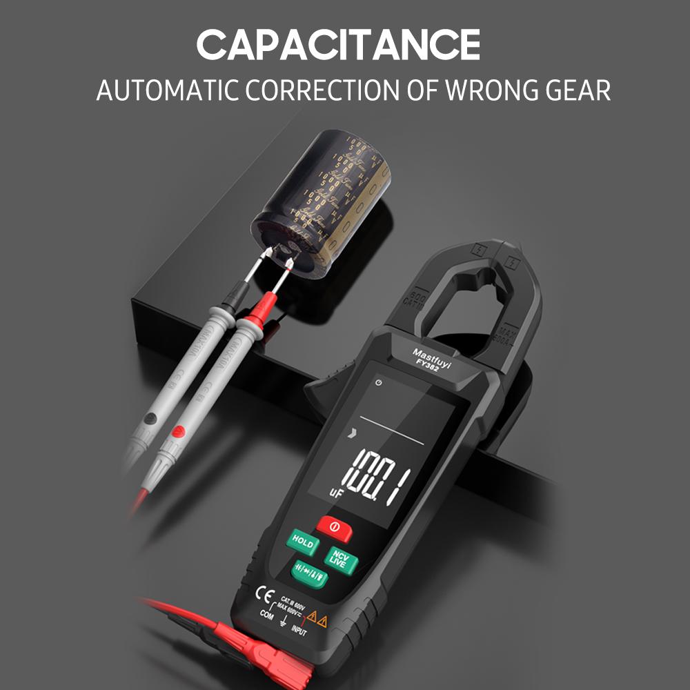 Умные клещи Mastfuyi FY382 True RMS 9999 отсчетов цифровой мультиметр тестер температуры с ЖК-дисплеем