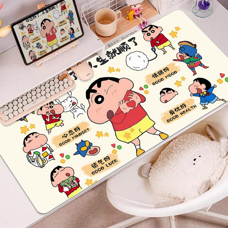 New Cute Crayon Shinchan Nonslip Leather Mouse Pad Oversized Computer Desk Pad Cute Office Keyboard Pad Girls Writing Desk Pad