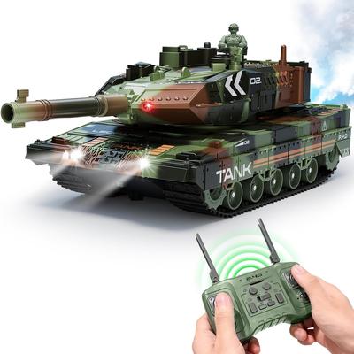 13-канальный 2,4 ГГц Радиоуправляемый Гусеничный Симуляция Армейского Танка Спрей Водяными Бомбами с Поворотной Башней 330° Автоматическая Демонстрация Одной Кнопкой Звук и Свет и Дым Военный Транспорт
