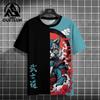 Men's T-Shirt Cartoon Cat Graphic Japanese Samurai Print Casual Pullover For Men Top Loose Short Sleeve Tees Men's Clothing Tops