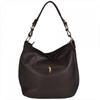 Large shopper bag, natural Italian leather, brown, chocolate