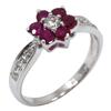 Flour Ring K18 White gold/Ruby/diamond #4.1(US Size) Flour 2g Women Used