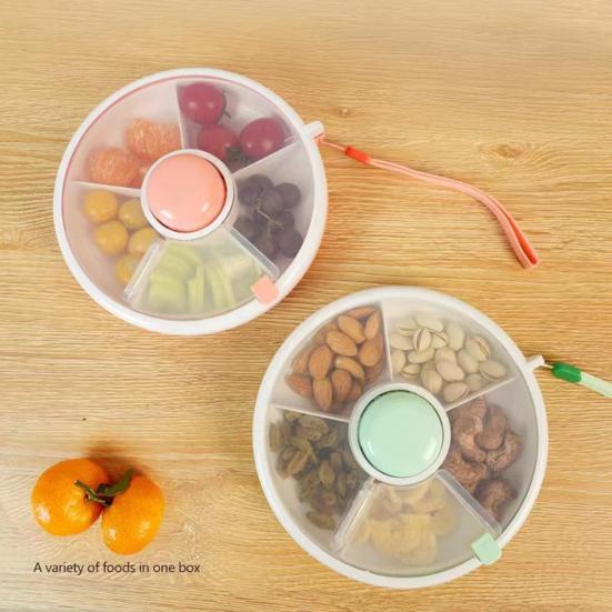 Детский ланч-бокс, вращающийся органайзер для закусок, 5-секционный бенто-бокс с маленьким вращающимся контейнером для закусок, откидной контейнер для ланча для школы, путешествий