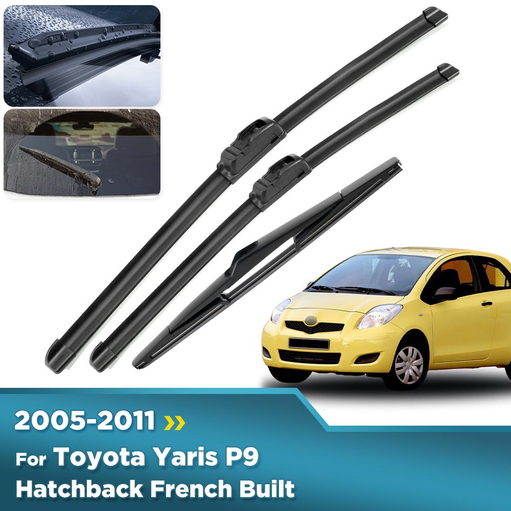 For Toyota Yaris P9 Hatchback French Built 2005-2011 Wiper Front & Rear Wiper Blades Windshield Windscreen Window 24"+16"+12
