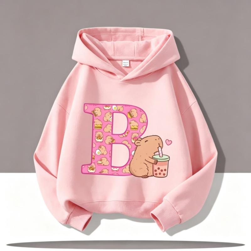 Hoodies for Boys Girls Casual Sweatshirt Kids Clothes Tops Long Sleeve Hoodie Cartoon A B C Printed Hooded Pullover