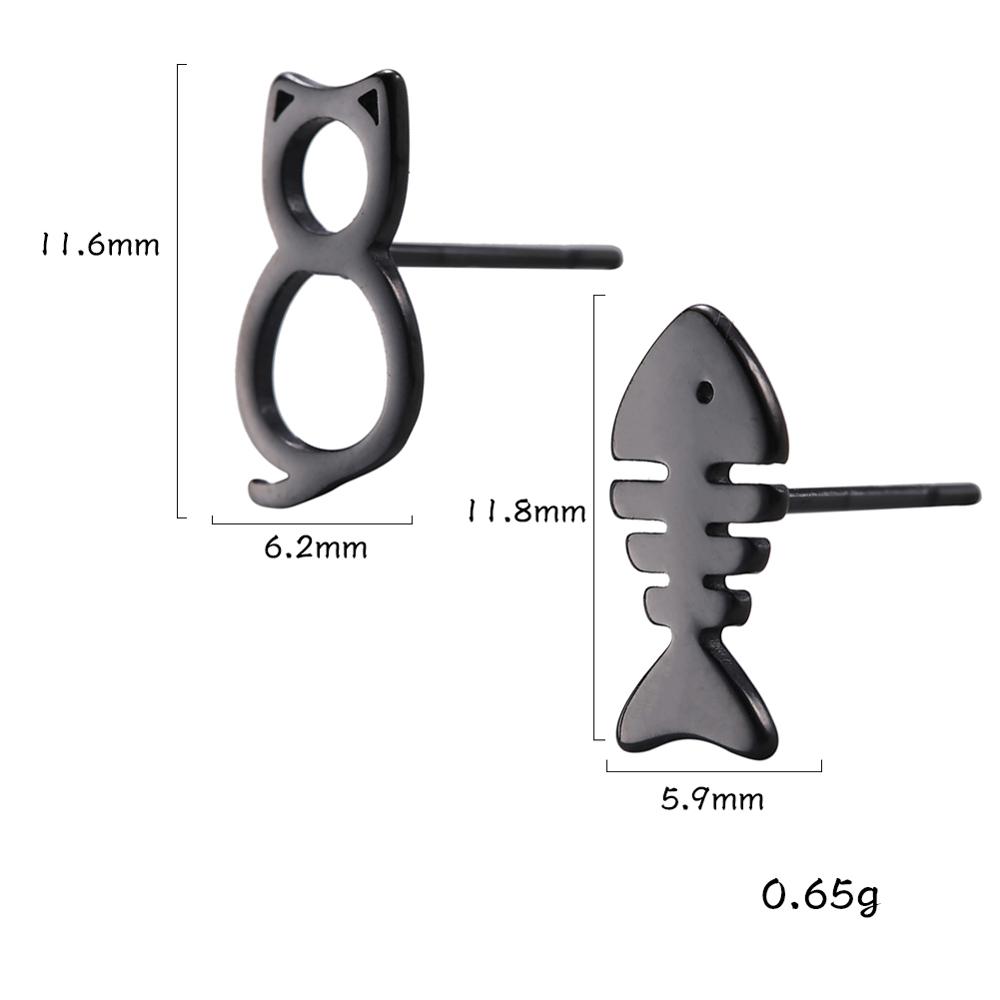 Xiaomi Skyrim Cute Animal Stud Earrings Flamingo Hedgehog Deer Chihuahua Rhinoceros Cat Fish Dog Paw Black Stainless Steel Earring Gift