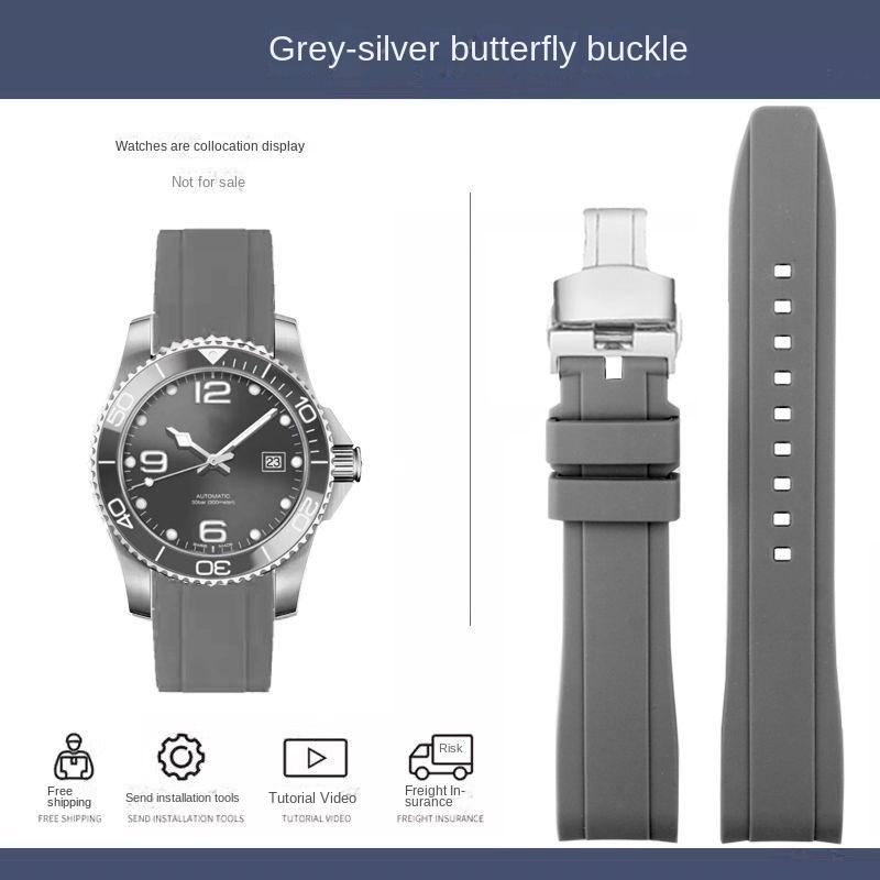 Резиновый силиконовый ремешок для Citizen Tissot Seiko Rolex с изогнутым концом, спортивный водонепроницаемый ремешок для часов, оранжевый браслет 18/19/20/21/22 мм