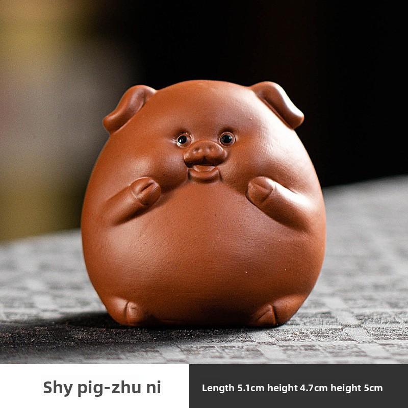 Cute Lucky Pig Zisha Tea Pet Ornament Nourishing Fortune Tea Play Tea Tray Table Tea Accessory
