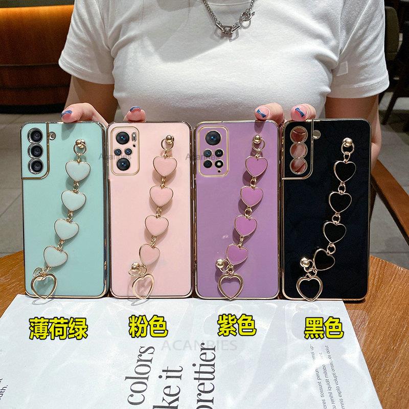 Роскошный чехол-цепочка с браслетом в виде сердца для Xiaomi Redmi Note 11 10 s Pro Plus 5G 2022, чехол-ремешок на Note11 11s Note10 10s