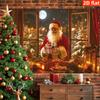 VIKAMA Christmas Tapestry Santa Claus Holding Gift Snowy Window Wall Hanging Living Room Bedroom Aesthetic Xmas Wall Art Holiday