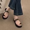 French High-end Word with Flat Bottom Cover Toe Cool Slippers Women Wear Seaside Vacation Beautiful Going Out Beach Slippers