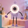 USB Rechargeable Robot Suction Cup Fan Quiet Operation Digital Display Desk Fan 5 Speed Adjustable Flexible Bendable