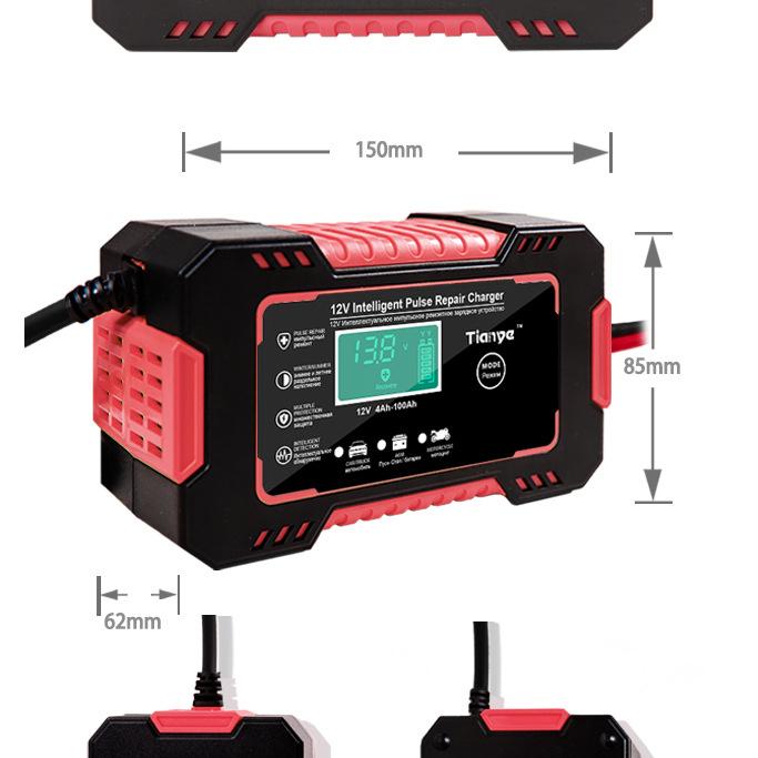 Автомобильное зарядное устройство с вилкой европейского стандарта, интеллектуальное зарядное устройство 12 В, 6 А, автомобильное зарядное устройство 12 В, обслуживание аккумулятора, свинцово-кислотный аккумулятор для автомобиля, грузовика, мотоцикла
