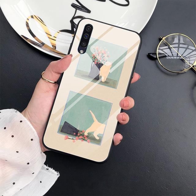 Чехол с милым кроликом и котом для Samsung Galaxy A73 A53 A33 A72 A52 A32 A22 A21 A13 A21s 5g A50, роскошный чехол из закаленного стекла