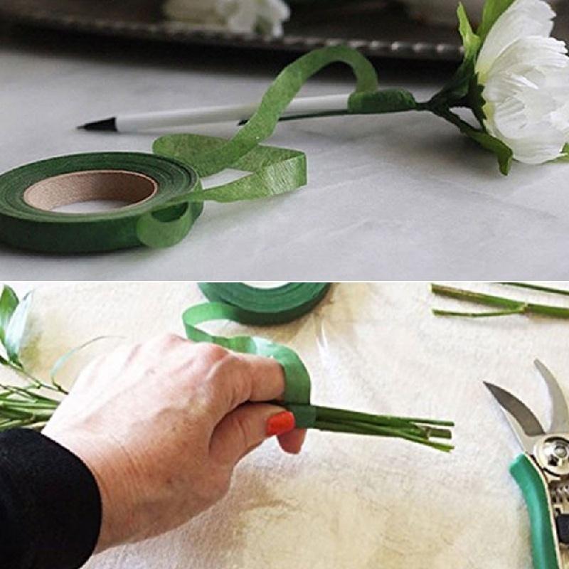 12 мм самоклеящаяся зеленая бумажная лента с цветочным узором для гирлянды, венков, сделай сам, искусственный шелковый цветок