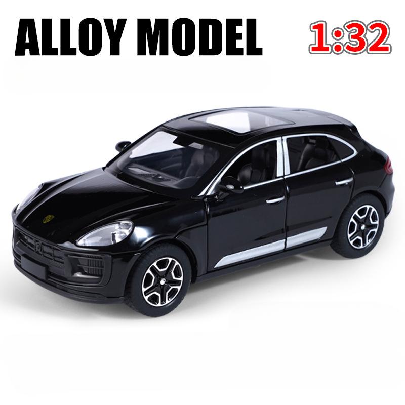 1/32 Porsche Macan T SUV Модель автомобиля из цинкового сплава, литая игрушка-симулятор со звуком и светом, коллекционная, украшает подарок на день рождения мальчика