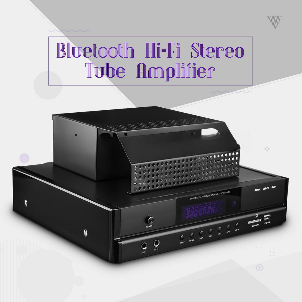 200 Вт HIFI bluetooth 4.0 2.1 Ламповый усилитель мощности USB SD Усилитель Микрофон Сабвуфер Усилитель Домашнее аудио Ламповый интегральный усилитель