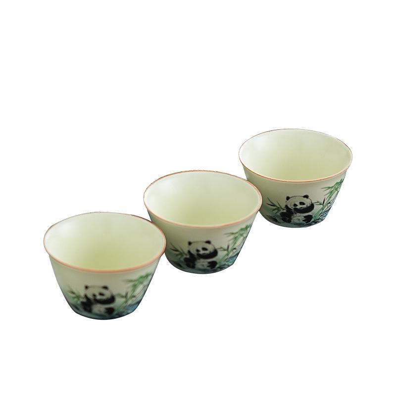 Travel tea set Ru kiln panda set Kuaike cup portable outdoor business trip Kung fu teapot teacup business gift