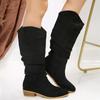 Fashion Women's Shoes 2024 High Quality Mid-Calf Women's Boots Fashion Pleated Modern Boots Women Sexy Pointed Toe Heels Women Boots