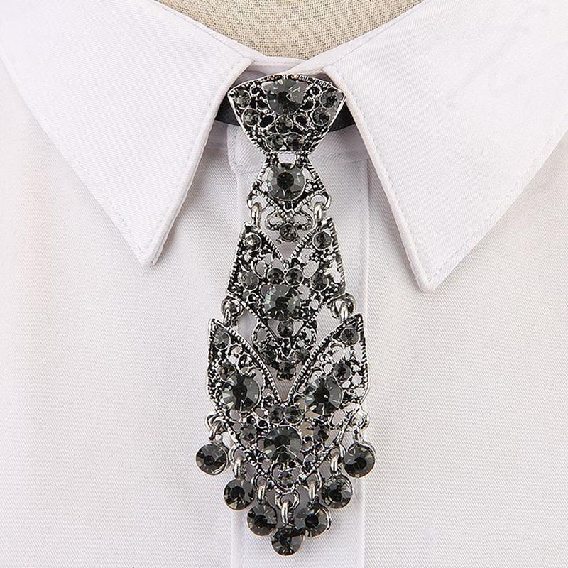 Personality Crystal Neckties Wine Party Wedding Ceremony Metal Short Luxury Tie Men Accessories