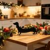 Holiday Home Decor 24?Day Christmas Countdown Dachshund Decor, Metal Silhouette Advent Calendar Ornament, Funny Tabletop Decoration with Wooden
