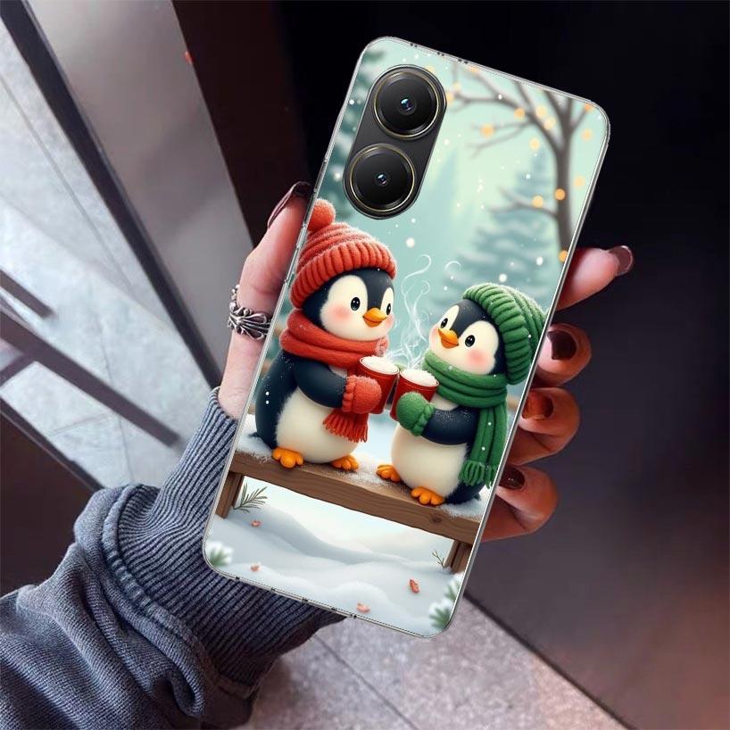 Christmas Penguin Phone Case For Xiaomi Poco X7 X6 X5 Pro F7 Ultra Redmi 15C 15 13 13C 12 12C 10 10A 10C 9 9A 9C 9T Shell Poco X
