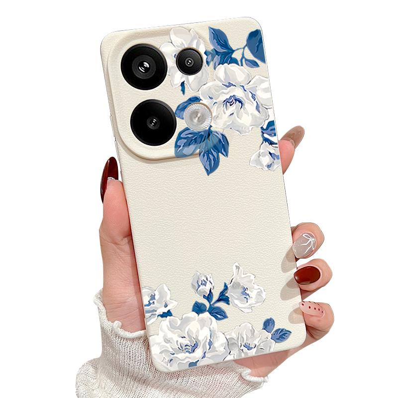 Чехол с цветочным узором белой гардении для Xiaomi 14T 13T 11T Pro Funda Redmi Note 14 13 12 11 Pro 5G 4G Силиконовая накладка с текстурой кожи