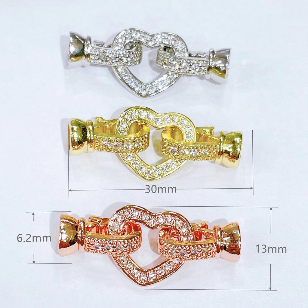 18 К позолоченные инкрустированные циркониевые застежки-застежки для изготовления ожерелья, застежки для бусин, застежка «сделай сам», фурнитура для ювелирных изделий из жемчуга