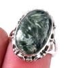 Natural Seraphinite Gemstone 925 Solid Sterling Silver Jewelry Ring Size 7 t9N68
