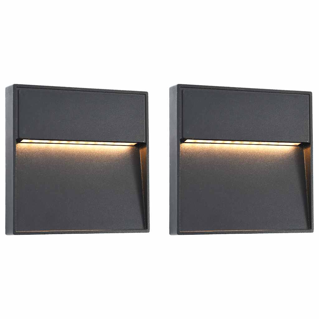 Outdoor Wall Lights 2 pcs LED 3 W Black Square