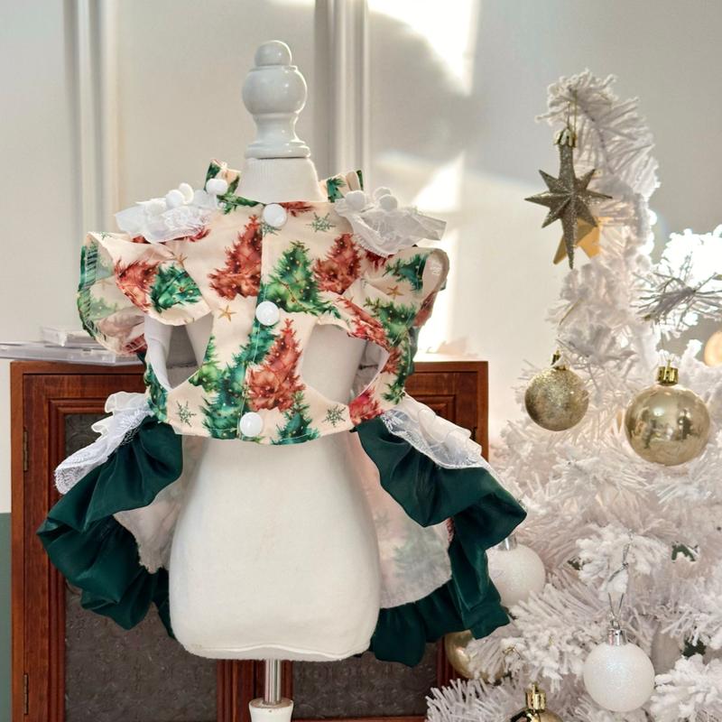 Warm Christmas Winter Pet Dress Fleece Clothes for Small Medium Dogs Cats Schnauzer Puppy Xmas Holiday Party Photo Outfit