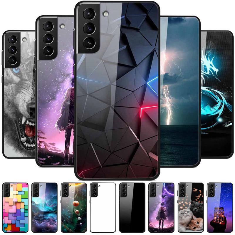 Чехлы из закаленного стекла для телефонов Samsung Galaxy S21 FE S20 S22 Plus Ultra 5G S 21 22 23 24 S23 S24 S24FE Cover Жесткий задний корпус из ПК