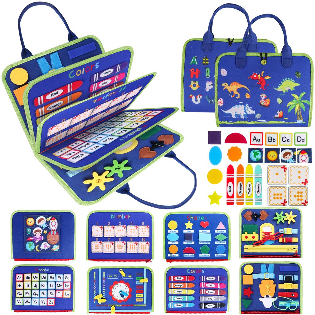 Обучающая доска из фетра 8 в 1, обучающая доска для раннего развития, сенсорная игрушка Монтессори для малышей, мелкая моторика, для детей от 3 лет