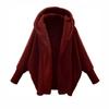 Winter Solid Long Sleeve Jackets 2023 Hooded Loose Plush Coats Large Cardigan Clothes For Women Female Bat Sleeve Clothing 23973