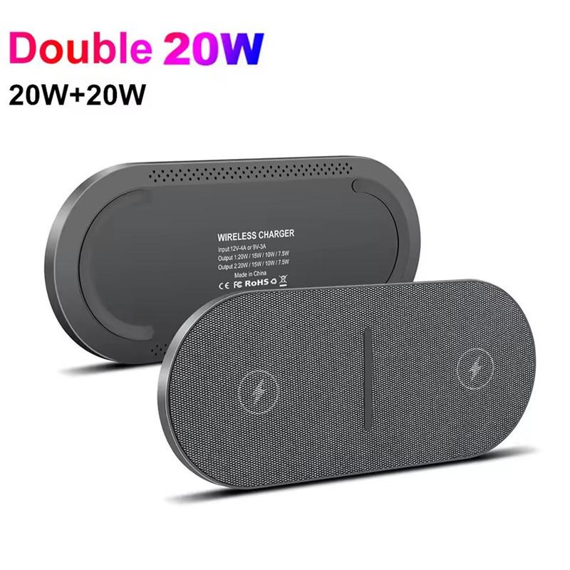 2 в 1 двойное беспроводное зарядное устройство 40 Вт для iPhone 15 14 13 12 11 XS XR X 8 Airpods 3 Pro Samsung S23 S22 S21 Двойная быстрая зарядная панель