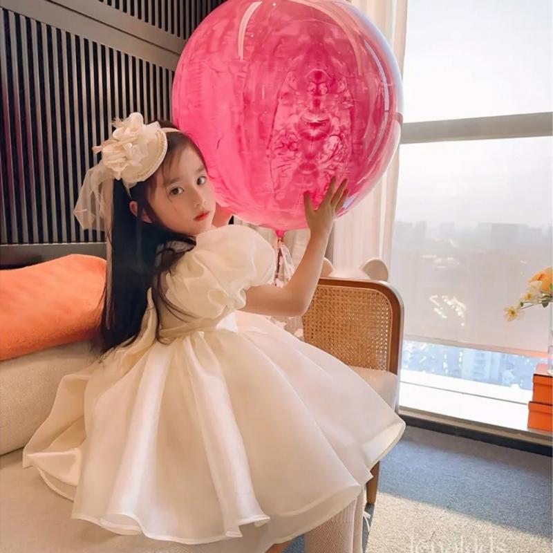 Летнее платье для девочек, платье принцессы с пышными рукавами, милое платье на день рождения