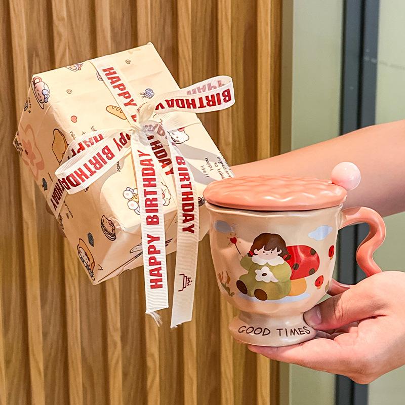 Ретро керамическая кружка для пары, кофейная чашка с крышкой, премиальное ощущение, бытовая чашка для молока и завтрака, женский подарок на день рождения