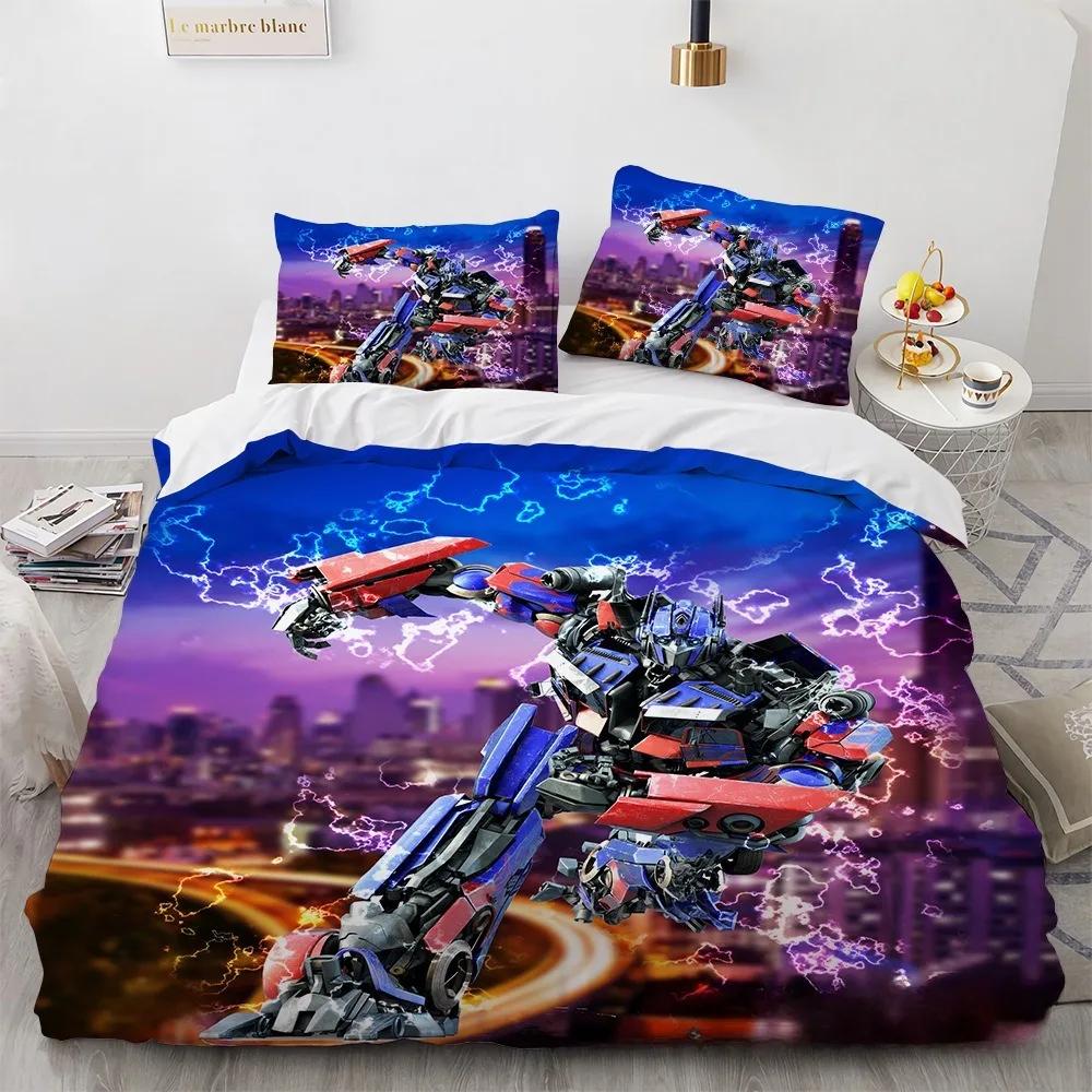 Popular Duvet CoverTransformers Theme , Microfibre Bedding Sets, with Zip Room Decor for Teenagers Adult Duvet Cover 3-Piece